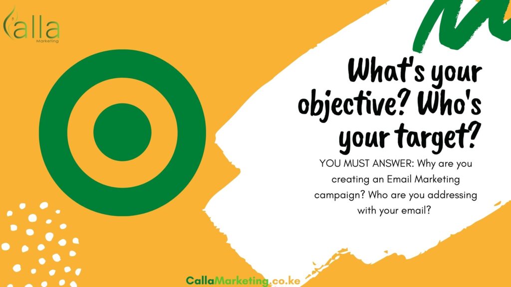 Before starting your email marketing campaign YOU MUST ANSWER: Why are you creating an Email Marketing campaign? Who are you addressing with your email?