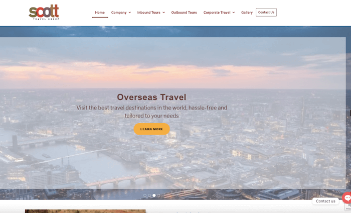 Scott Travel website by Calla Marketing